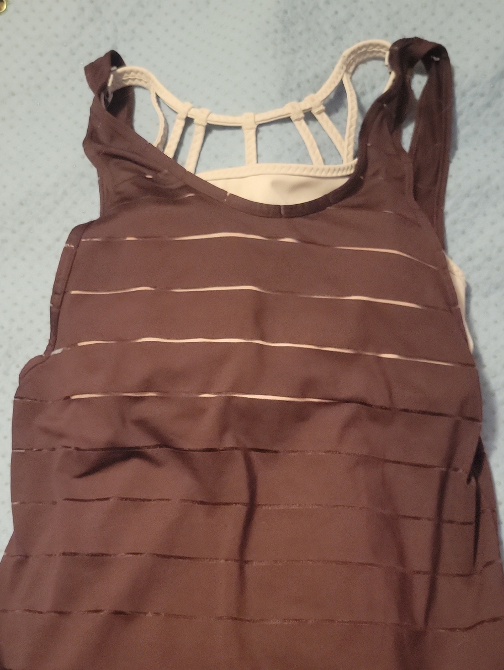 Athleta Dark Purple Tank with Light Lavender Bra